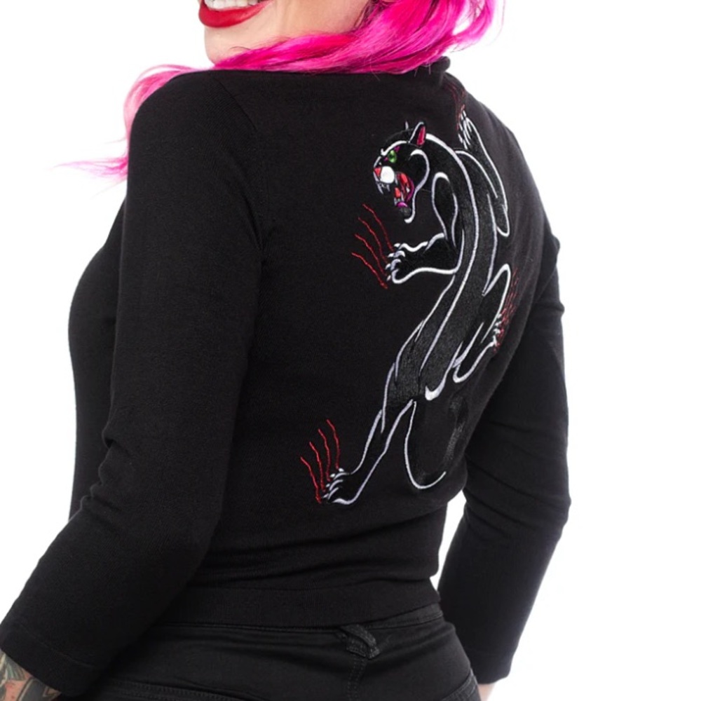 Sourpuss Black Panther Embroidered Cardigan